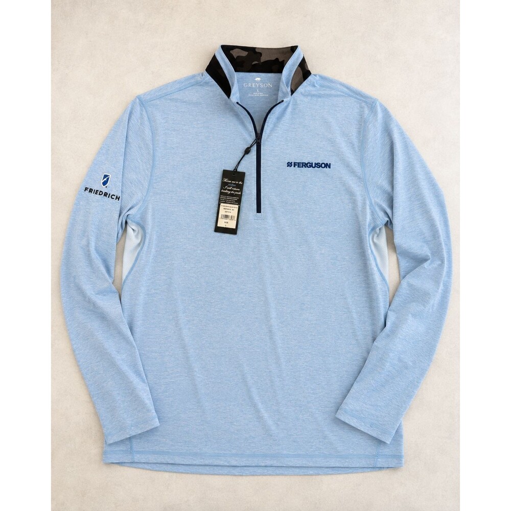 Greyson Guide Sport Quarter Zip Men's L Coyote Blue Ferguson Friedrich NWT